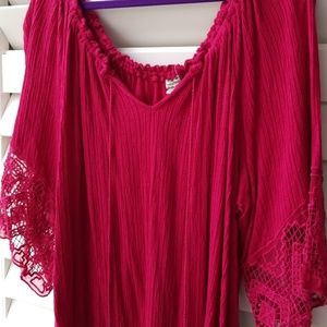 Fuschia peasant top